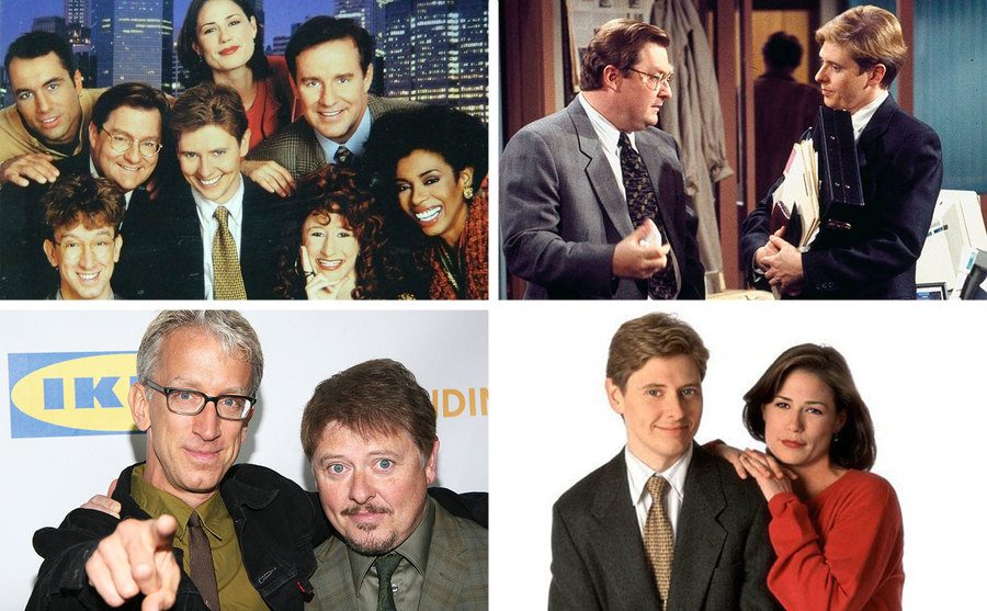 The cast of NewsRadio / Stephen Root and Dave Foley / Andy Dick and Dave Foley / Dave Foley and Maura Tierney