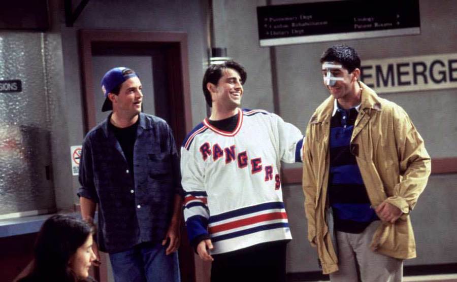 Perry, LeBlanc, and Schwimmer in a still from the show. 