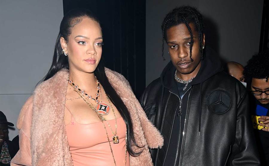 Rihanna and ASAP Rocky attend an event. 