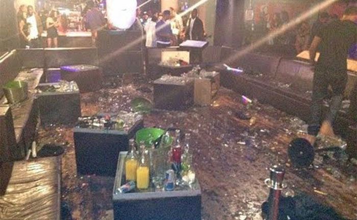 The club floor after the fight between Drake and Chris Brown. 