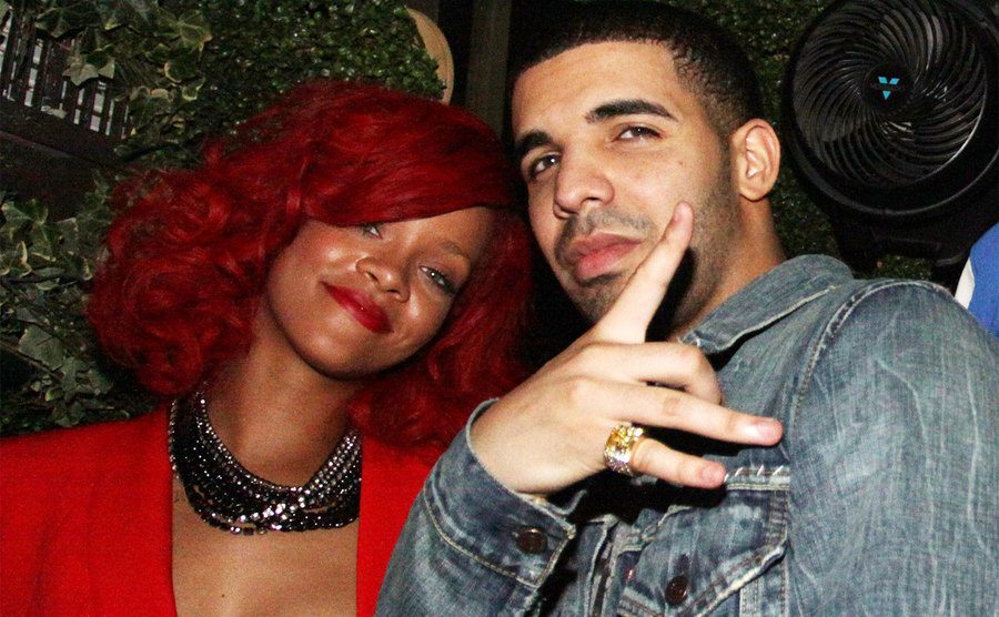 Rihanna and Drake attend Drake's after party. 
