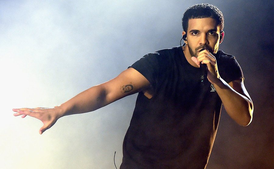 Drake performs onstage during Coachella. 