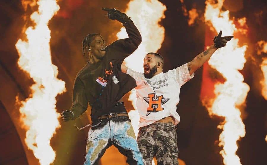 Travis Scott and Drake perform at Astroworld. 